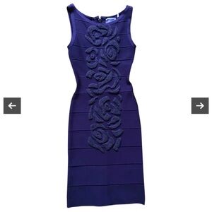 Herve Leger Purple Bandage Midi Dress